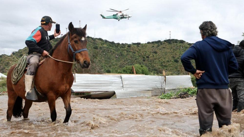 The Mapocho river burst its banks after heavy rains