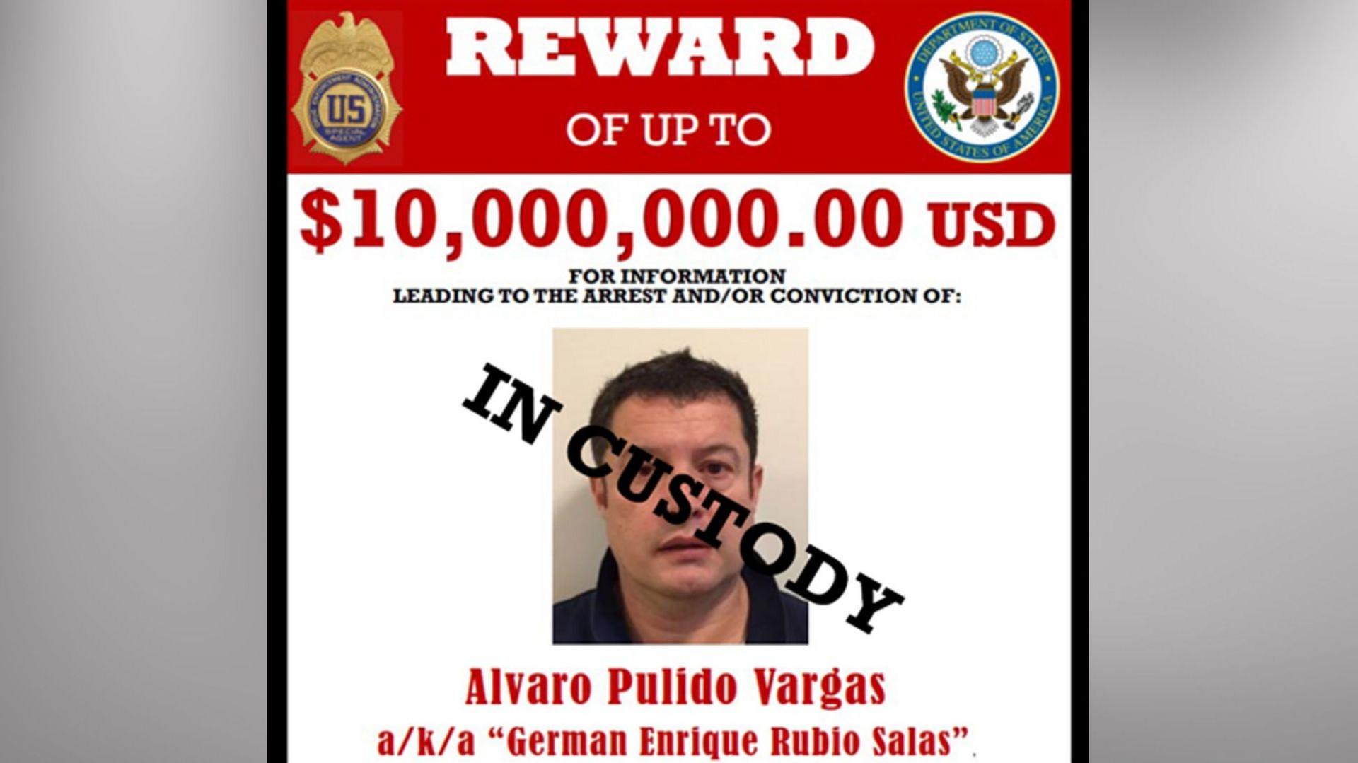 Photograph of Alvaro Pulido on a DEA poster