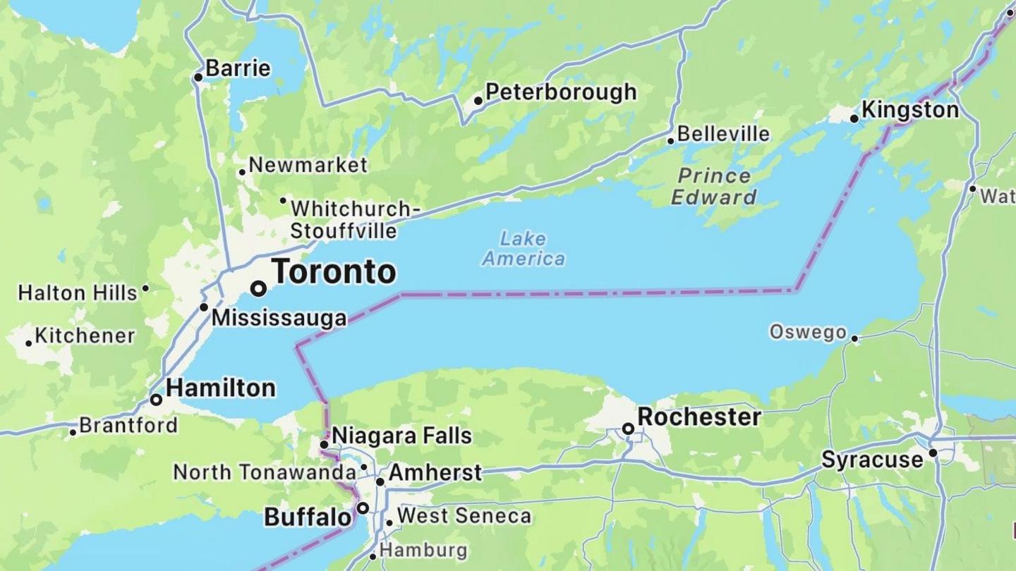 Apple Maps Renames Lake Ontario to Lake America for US Users