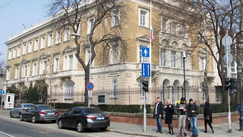 Building in central Budapest with a metal fence.