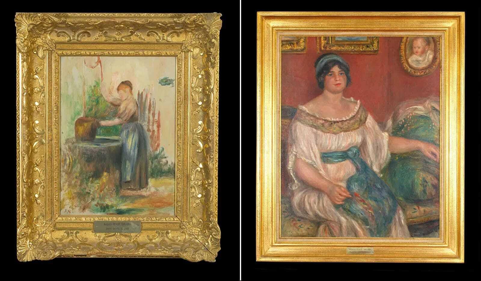 Composite image of stolen and recovered Renoir paintings