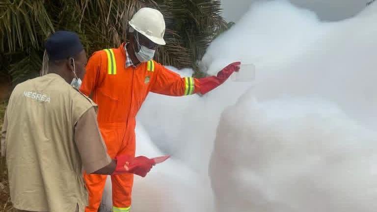 White Foam Mystery on Nigerian Highway Draws Crowds