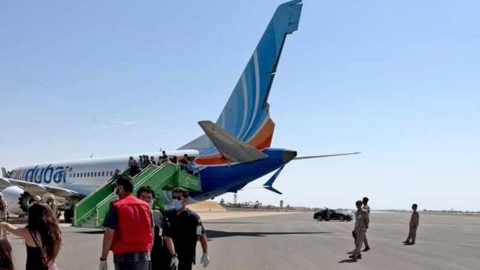 Flydubai aircraft after emergency landing